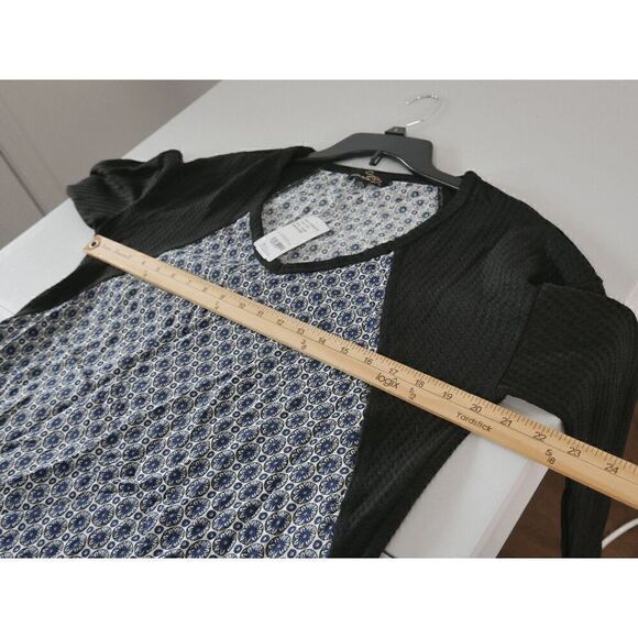 Suzanne Betro Women's Navy & Red Contrast-Hem Long-Sleeve Shift Dress L - Picture 3 of 10